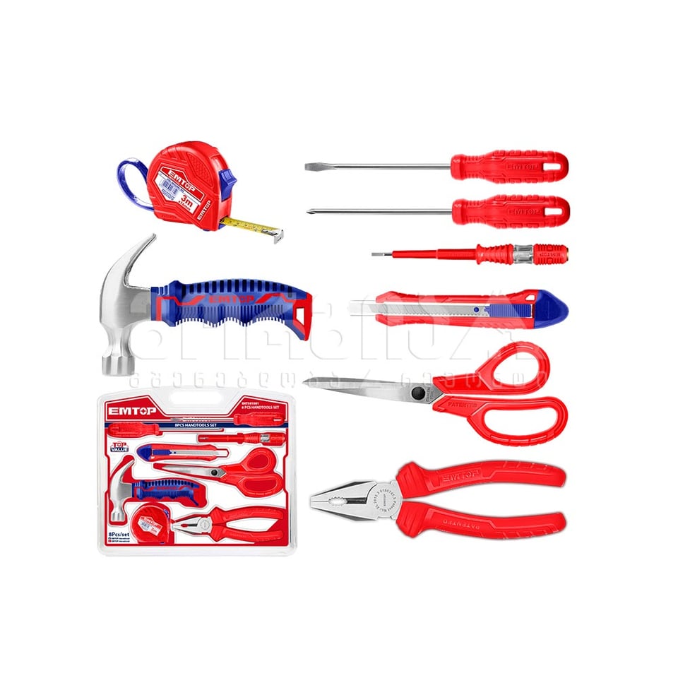 ხელის ხელსაწყოების ნაკრები 8ც Emtop-EHTS01081