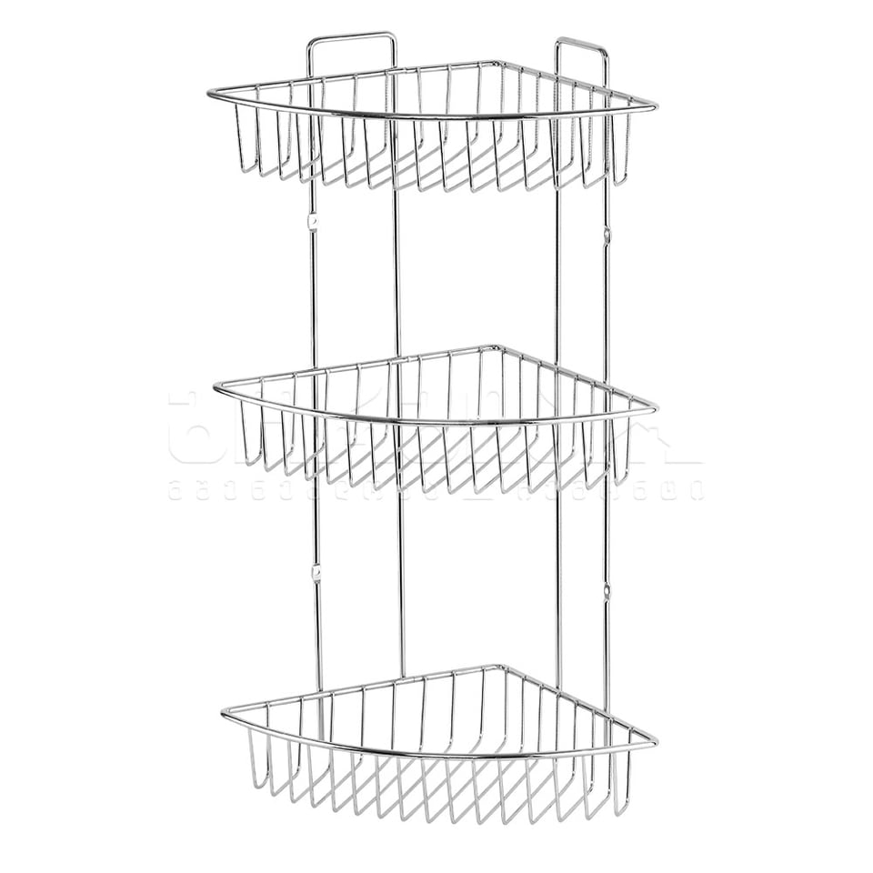 აბაზანის კუთხის თარო სამიანი (ქრომი) 22სმ DKB-723