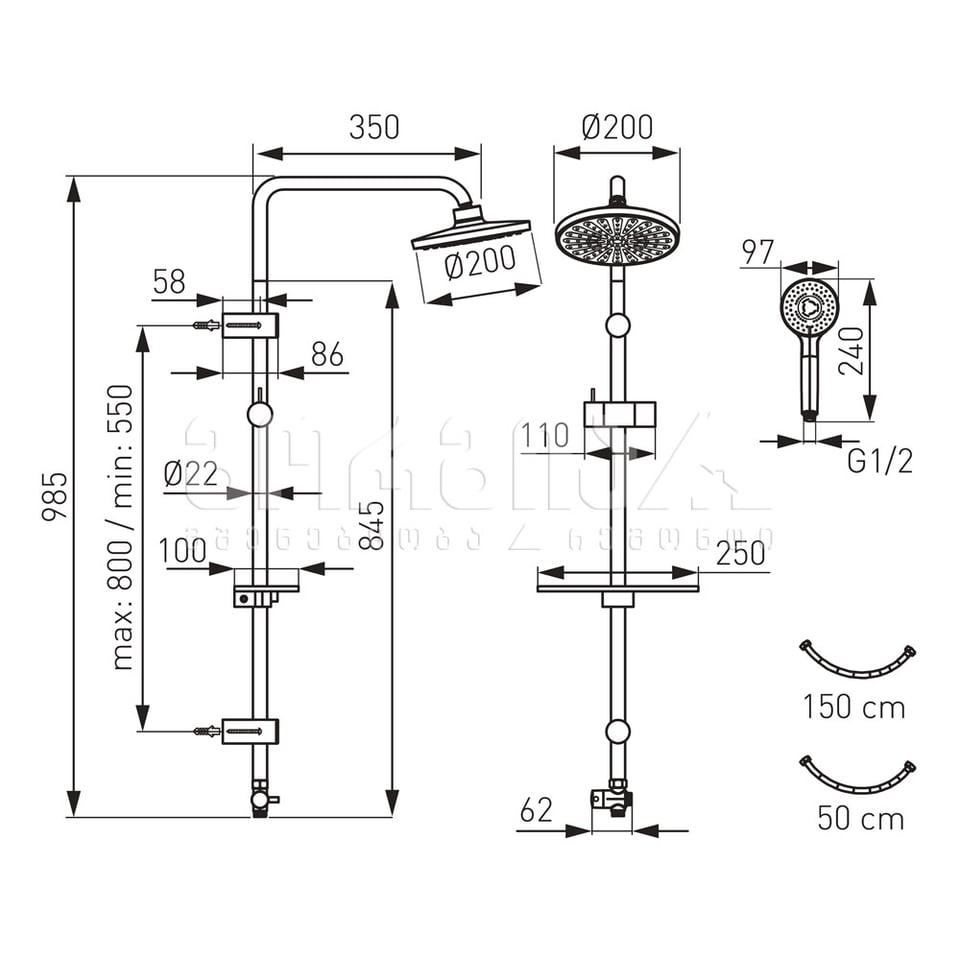 საშხაპე სისტემა RONDO LUX  NP23