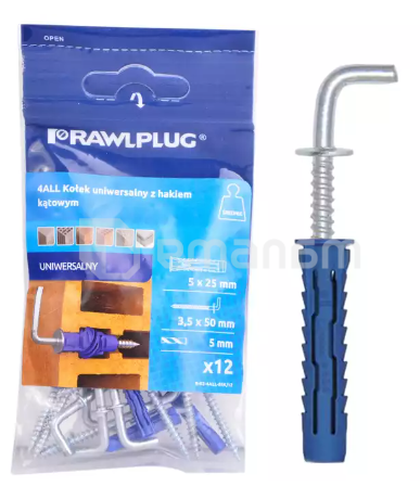 დიუბელი უნივერსალური RawlPlug 5x25 მმ კავით 12 ც R-S3-4ALL-05K/12