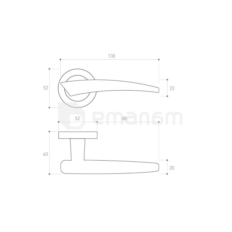 სახელური როზეტით Metal-Bud IDEA ZIOP სანტექნიკური ბრუნსაკეტით  SNOPW