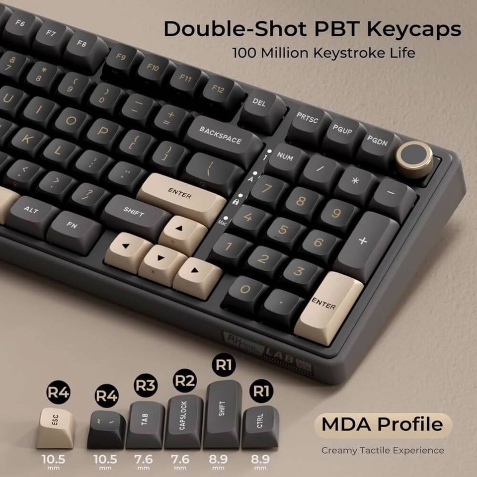 კლავიატურა Royal Kludge RKR98PRO-PT-XW RGB Mechanical Keyboard, Beige Switch, Hot Swappable, Wired, Phantom