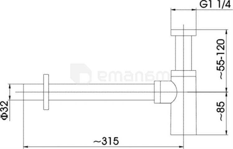 სიფონის ქვედა ნაწილი KFA შავი