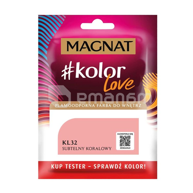 საღებავი-ტესტი ინტერიერის Magnat Kolor Love 25 მლ KL32 თხელი ქერქი