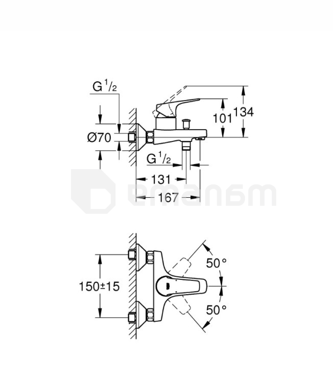 აბაზანის ონკანი Grohe Start Flow OHM EXP 23772000