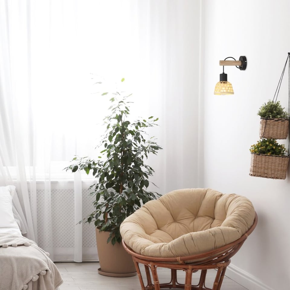 ბრა Rabalux 71025 Rattan 1 E27 60w შავი ხე