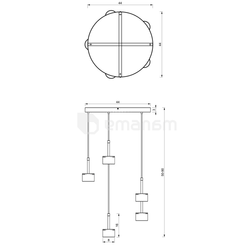 საკიდი Milagro MLP7763 ARENA 5 GX53 შავი ოქროსფერი
