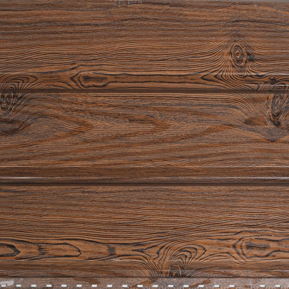 84-იანი ფერადი თუნუქის საიდინგი 0.35X345 ხაოიანი WOOD DARK NOVA