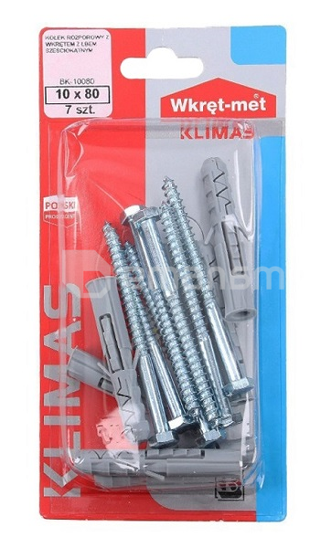 დიუბელი სჭვალით ექვსწახნაგა თავაკით Wkret-met BK-10080 10x80 მმ 7 ც