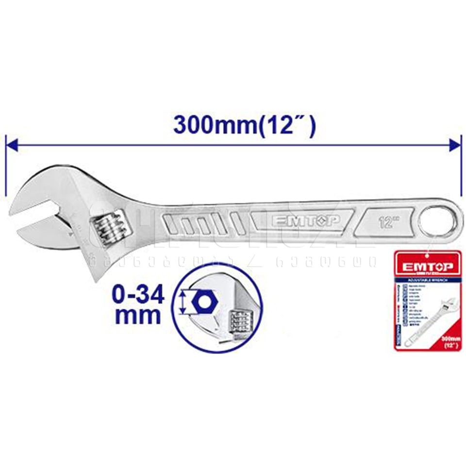 რეგულირებადი ქანჩი მეტალის 300მმ Emtop-EAWH131222