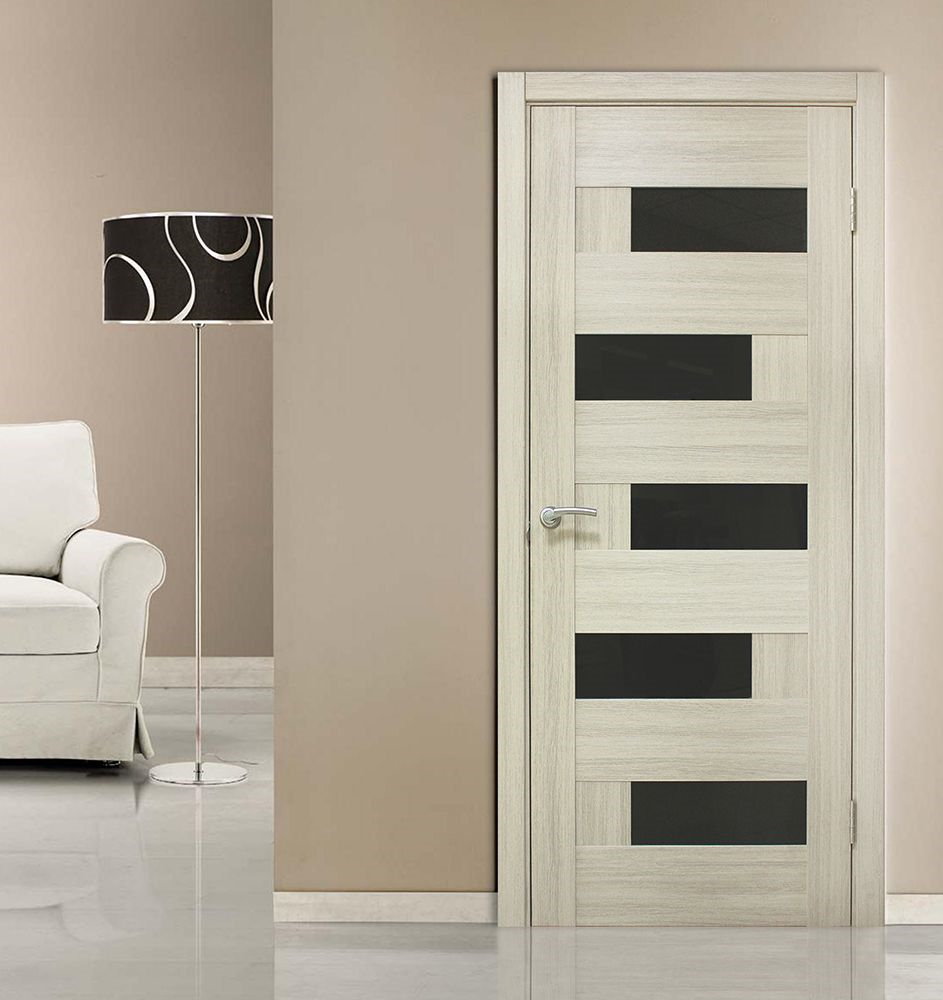 კარის ბლოკი Omic Domino PVC თეთრი მუხა შუშა შავი 34x700x2150 მმ