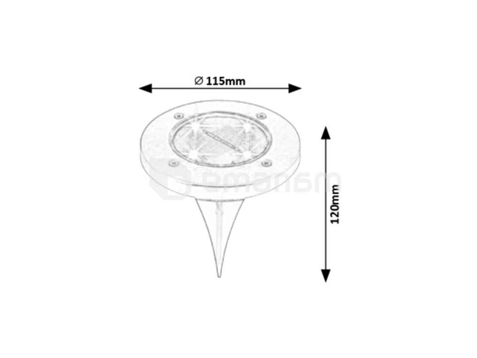 სანათი ბაღის Rabalux Dannet 0.24W IP44 7975 3000K 20Lm შავი ქრომი