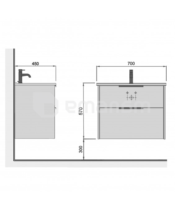 აბაზანის ტუმბო ხელსაბნით LINE Craft 70-А wood Rodeo 70 სმ