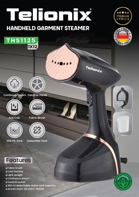 ტანსაცმლის ორთქლის აპარატი Telionix THS1125 UHD-29 1500W 350 მლ შავი