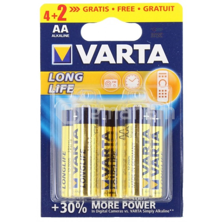 ელემენტი VARTA Alkaline Longlife AA 4+2 ც