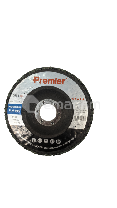 ლითონის სახეხი დისკო  Premier 125 x 22 მმ. #40