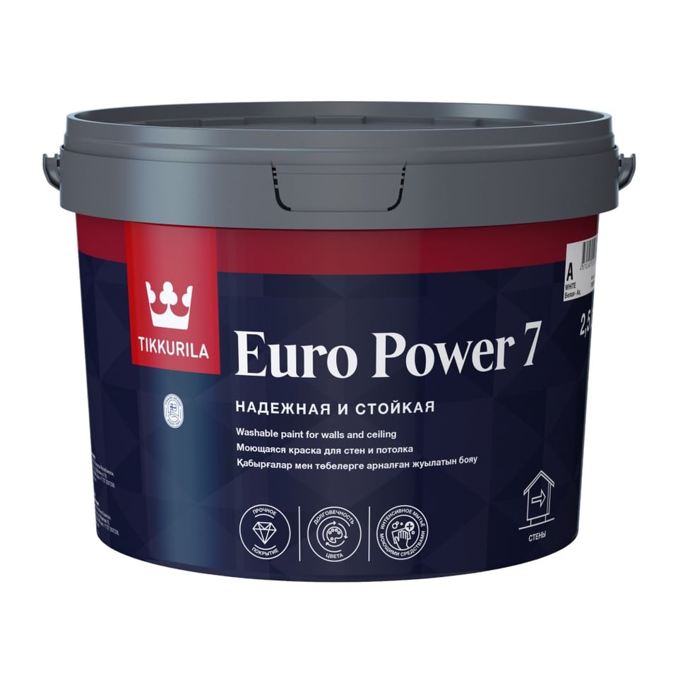 ინტერიერის საღებავი რეცხვადი Tikkurila EURO POWER 7 A_New 2,5 ლ