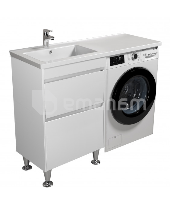 აბაზანის ტუმბო ხელსაბნით მარცხენა WING 60-W L white Rodeo-120 L სარეცხი მანქანისთვის