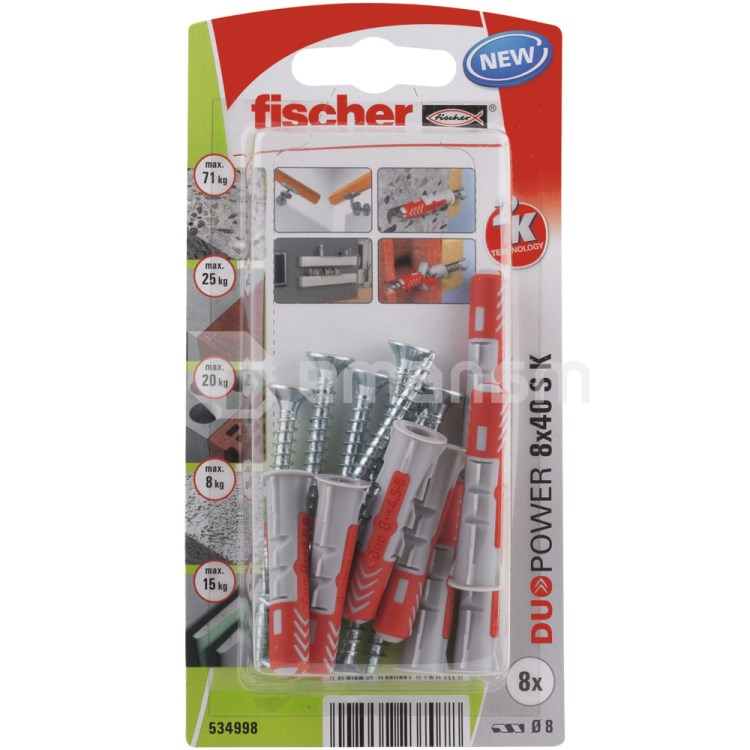 დიუბელი თვითმჭრელით Fischer Duopower 8x40 S 8 ც 534998