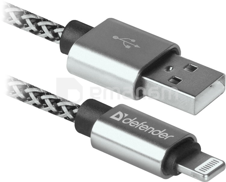 USB კაბელი DEFENDER 87807 USB 2.0 (AM) - Apple Lightning (M) 1 მ თეთრი