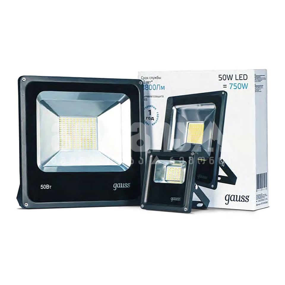 ლედ პროჟექტორი 100W IP65 6500K gauss შავი - 613100100