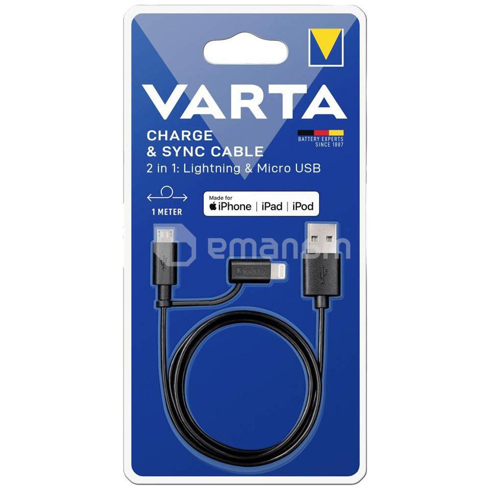 სადენი VARTA 1 მ Lightning micro usb connector