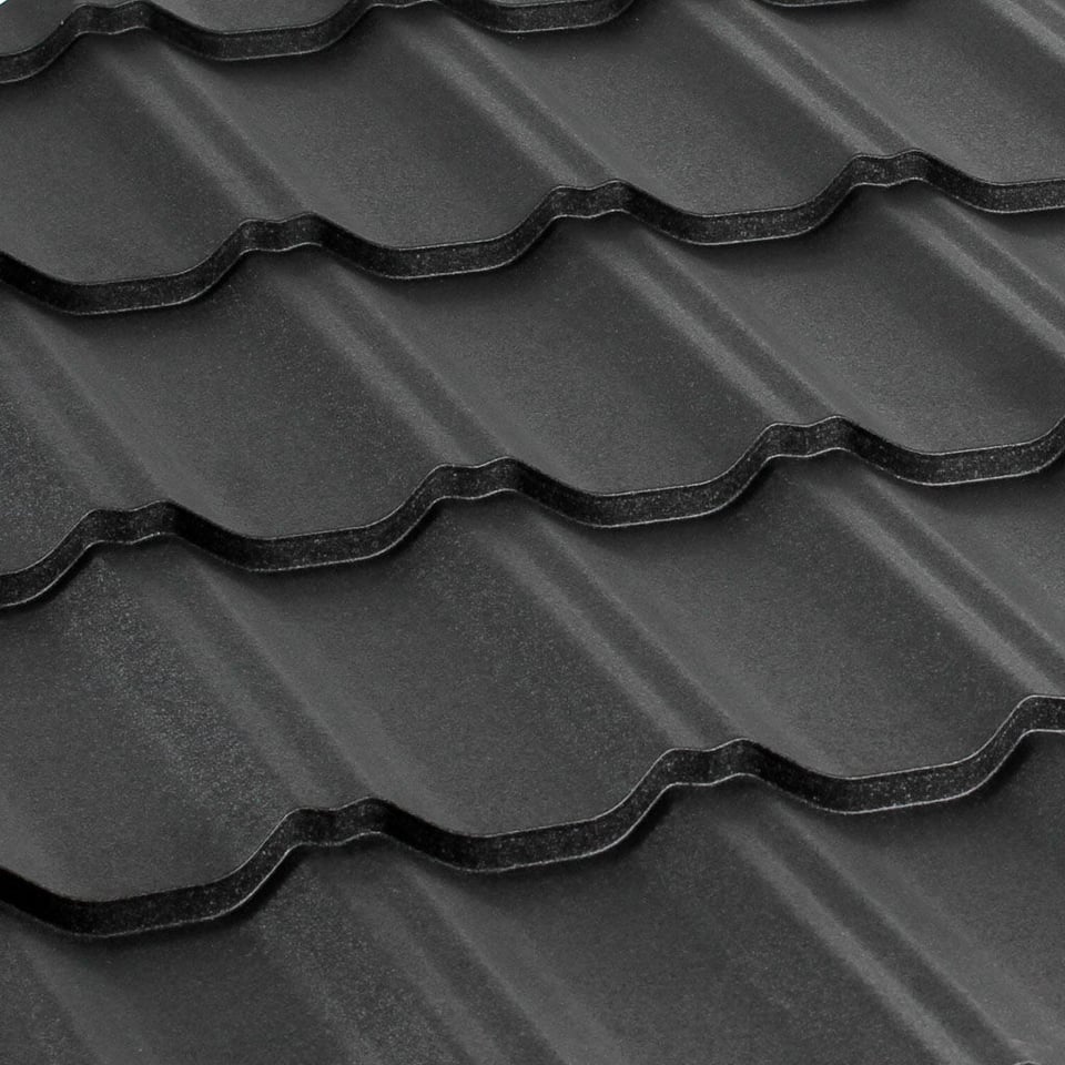 მეტალოკრამიტი ფერადი თუნუქის სახურავი 0.5X1200 ხაოიანი RAL7016 NOVA