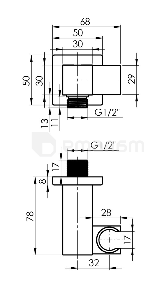 საშხაპე სისტემა ჩასაშენებელი Rubineta ქრომი Thermo-3F-Olo SQ 625040