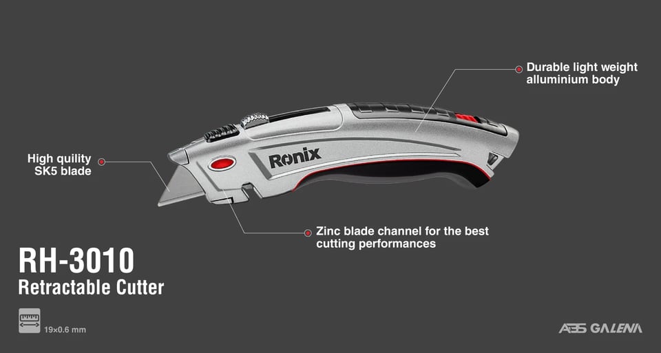 საკანცელარიო დანა Ronix RH-3010, 19 მმ Shark Model