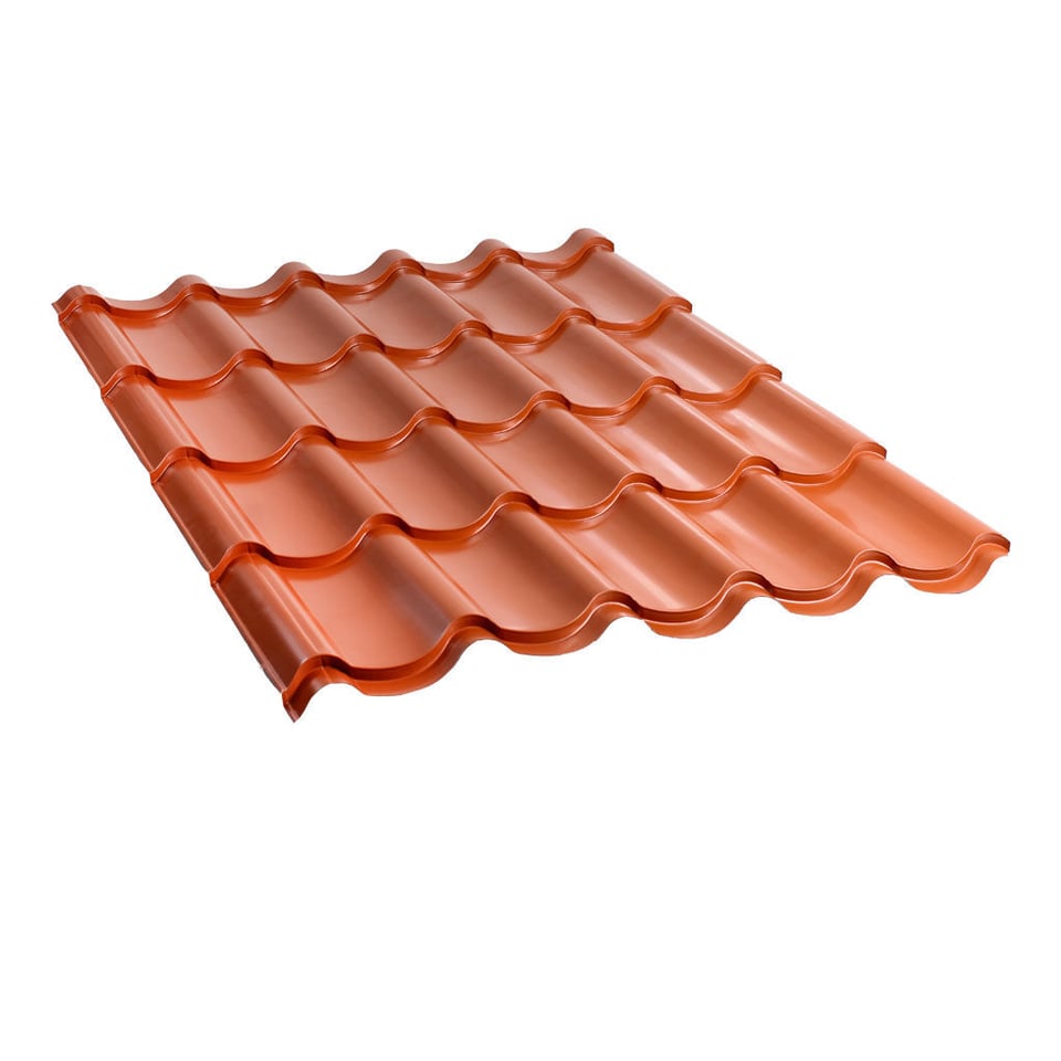 მეტალოკრამიტი ფერადი თუნუქის სახურავი 0.5X1180 პრიალა RAL8004 NOVA