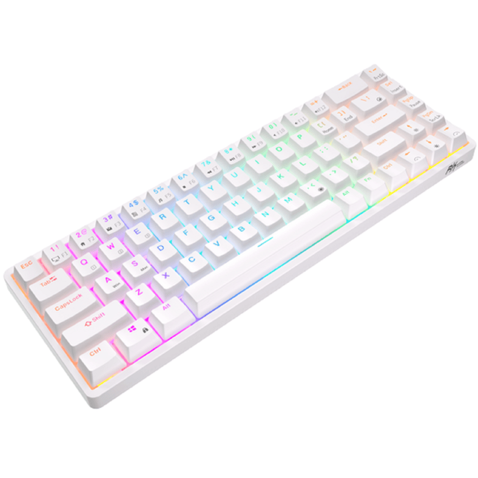 კლავიატურა Royal Kludge RK G68 RGB Mechanical Keyboard, Red switch, Hot Swappable, Wireless, USB Type-C, 2.4 GHz, Bluetooth, White