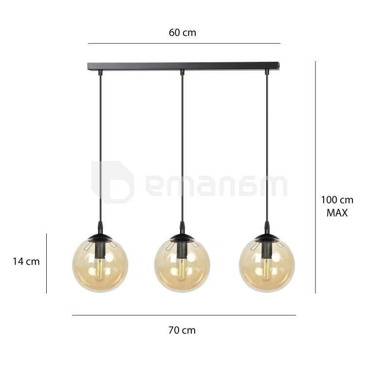 საკიდი EMIBIG Cosmo 3 E14 3x MAX 40W შავი MIODOWY