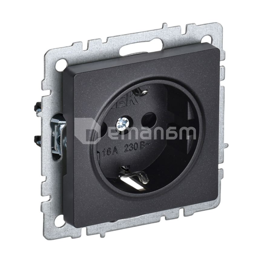 როზეტი IEK BRITE 1 დამიწებით 16A PC11-1-0-BrB შავი