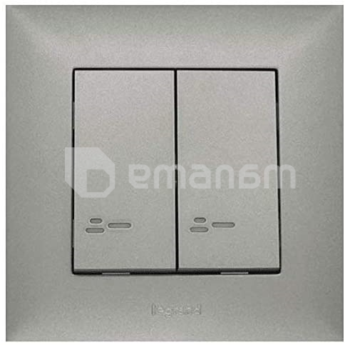 ჩამრთველი ჩარჩოს გარეშე LEGRAND ვერცხლისფერი  2 კლავიში განათებით