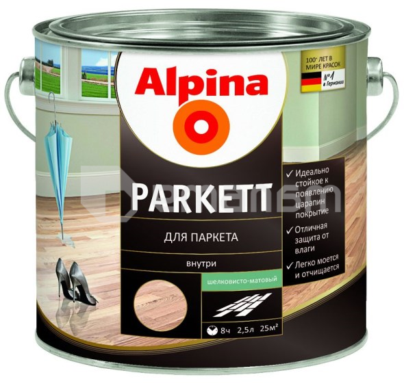 ლაქი Alpina Parkett 537850 2.5 ლ ნახევრად მქრქალი