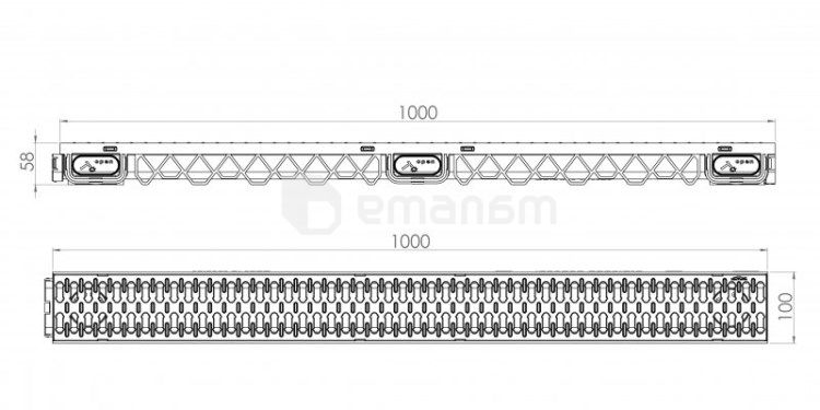 ღარი სადრენაჟო Torun Plastik  80*65*1000მმ შავი კლასი А15