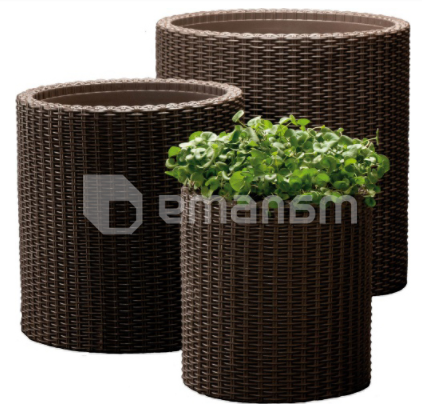 ყვავილის ქოთანი Keter Cylinder Planter Medium Brown 36x36x37.3 სმ