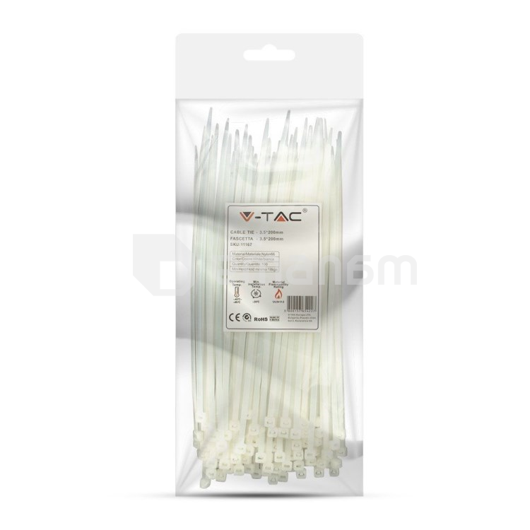 სადენის შესაკრავი V-TAC 3.5 200მმ 100ც  თეთრი 11167