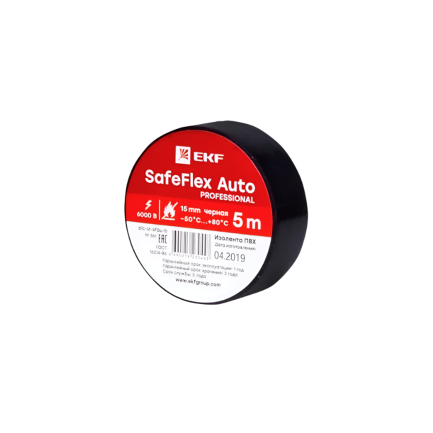 იზოლენტა EKF SAFEFLEX AUTO სერია 5მ 0.15x15 მმ  შავი