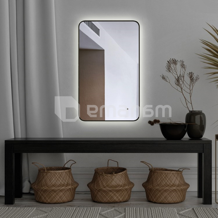 სარკე შავი უკონტაქტო სენსორით Silver Mirrors Incanto 600х1000