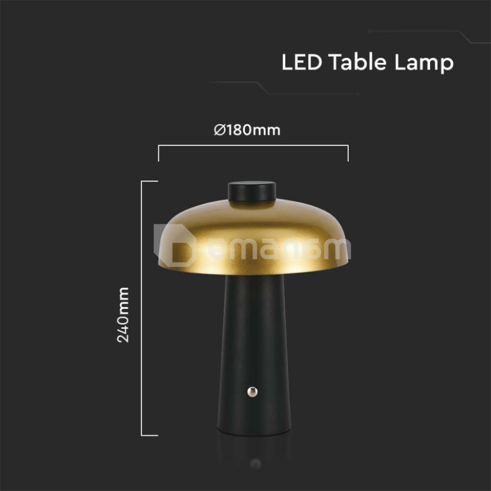 მაგიდის სანათი V-TAC LED 3W 3000К 200Lm შავი ოქროსფერი 7946