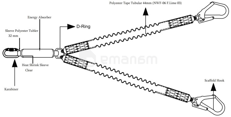 უსაფრთხოების ღვედი ელასტიური ენერგიის შთანთქმით Viraj SF-FWL(E)-3701(D) 1.4-2 მ