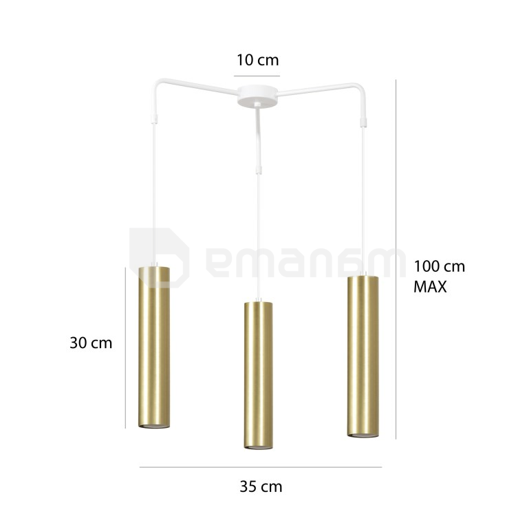 საკიდი EMIBIG Goldi Premium 3 GU10 3x MAX 30W თეთრი ოქროსფერი