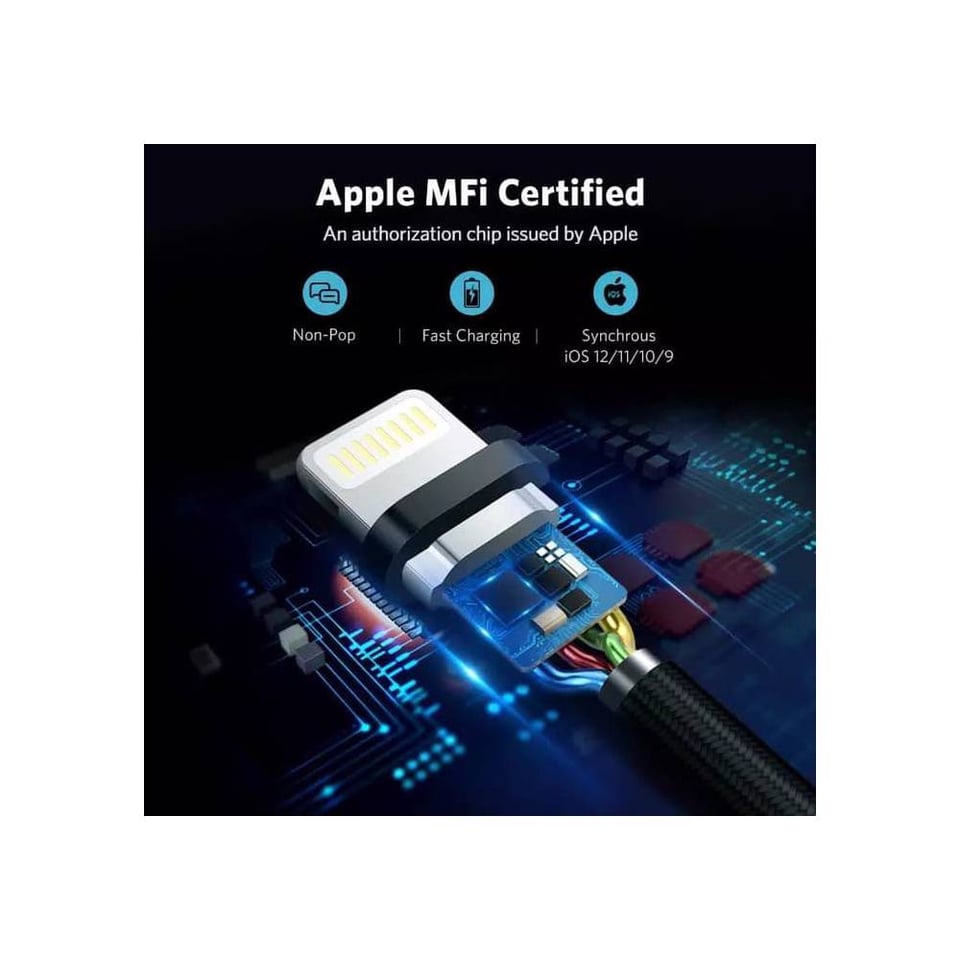 USB კაბელი UGREEN US291 (60156) USB 2.0 A to Apple Lightning Cable Nickel Plating Aluminum Braid 1m (Black)