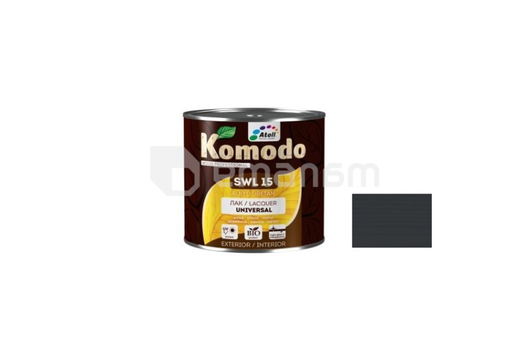 ლაქი ხის ქვის და ლითონისთვის Komodo Universal SWL 15 შავი ხე 700 მლ