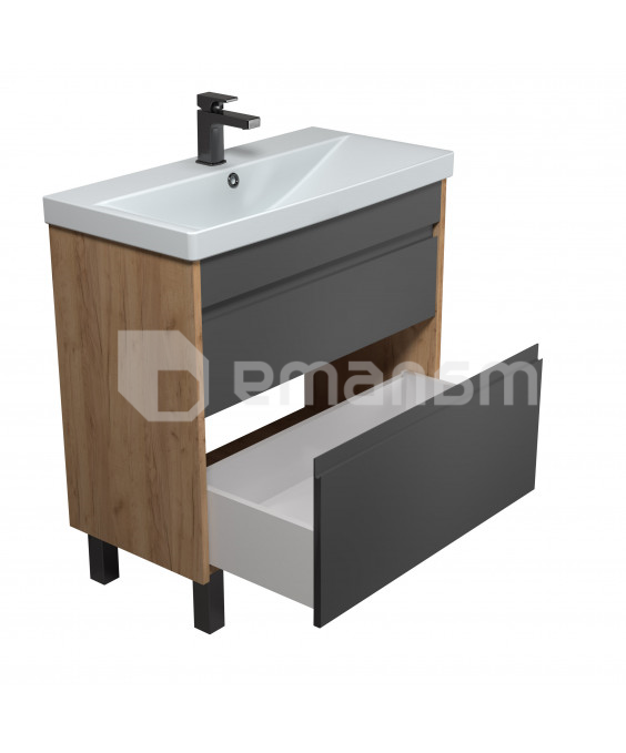 აბაზანის ტუმბო ხელსაბნით  JESSY 80-U Wood/Grey Sempre 81 სმ