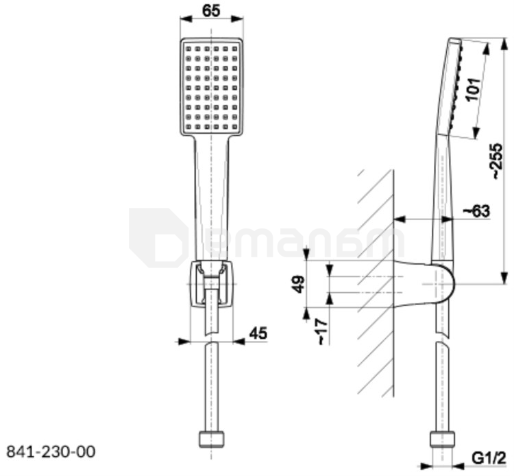 საშხაპე ყურმილი სამაგრით  KFA Logon შავი
