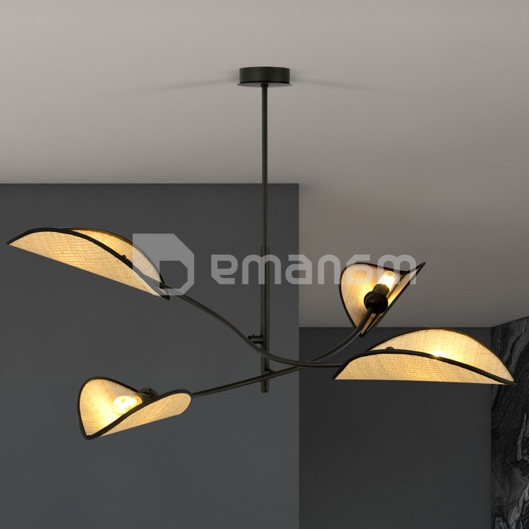 ჭაღი EMIBIG LOTUS 4 E14 4x MAX 40W შავი როტანგი