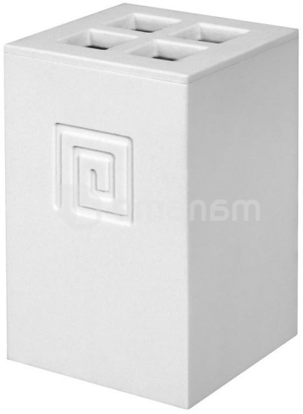 ჭიქა კბილის ჯაგრისებისთვის Bisk MEANDER TOOTHBRUSH HOLDER WHITE