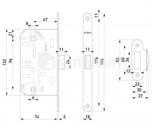 საკეტი ჩასასმელი უხმო Soller 600WC-АС სპილენძი გასაღების გარეშე ფიქსატორისთვის